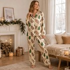 Christmas Tree Cake Satin Holiday Pajama Set Women Adult