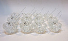 Vintage Set 12 Bohemian Clear Glass Crystal Czech Salt Cellar W 12 Glass Spoons