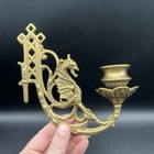 Pair Antique Griffin Victorian Brass Swing Arm Candle Wall Holder Sconce Gothic