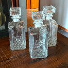 Set Of 3 Vintage Italian Glass Pineapple Hand Cut Decanter For Liquor Barware