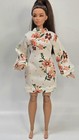 Handmade Doll Dress Ivory Floral Bodycon Dress For Curvy Dolls