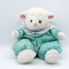 Russ Floppity Lamb Plush Mint Green White Polka Dots 9  Stuffed Vtg Rare Color