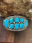 Vintage Pawn Navajo Sterling Silver Blue Turquoise Cuff Bracelet Mt