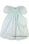Nwt Petit Ami Mint Bishop Smocked Newborn Baby Girls Dress Daygown Bonnet 0