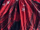 Red Black Hawaiian Pau Pa u Hula Skirt 29  Long  Made In Hawaii