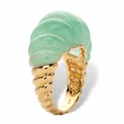 Shrimp Style 14k Gold Over Sterling Silver Green Jade Ring Size  6 7 8 9 10 