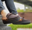 Mens Moccasin Slippers With Memory Foam Closed Back House Shoes Indoor Outdoor