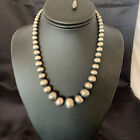 Navajo Pearls Graduated Sterling Silver Round Seamless Bead Necklace 16   