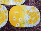 Vintage 5 Mcm 1970 s Vera Neumann Floral Yellow White Daisy Placemats Oval Vinyl