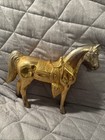 Vtg Brass Cast Metal Horse Figurine Statue Ornate Saddle Gold Tone 11    Read