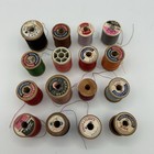 Lot Of 16 Vintage Sewing Thread Spools For Crafts Hobby Assorted Sizes Colors