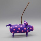 Navajo Folk Art-purple Polka Dot Pig Ornament By Chandler Begaye