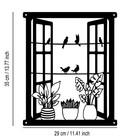 Window Birds Flowers Metal Wall Decor - Country Farmhouse Room Decor Black Wa   