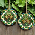 Irish Shamrock Christmas Ornament     Ceramic - Irish Celtic Holiday Tree Decor