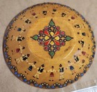 Vtg Romania Balkans Folk Art Wood Hand Painted Etched Covered Bowl Couple Dance