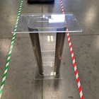 Clear Acrylic Podium With Curved Stainless Steel Sides