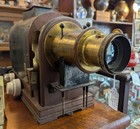 Very Rare Nice Original 1890s Victorian Brass Magic Lantern Projector W  Slides