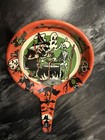 Vtg Us Metal Toy Tin Litho Halloween Clapper Noisemaker Witch Skeleton Bats