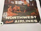 Vintage 1950 s Northwest Orient Airlines Hawaii Advertising Travel Poster 25x40