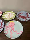 Pottery Barn Kids Melamine 9    Plates Lot Of 5 Crab Ocean Beach Mermaid