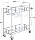 2-tier Bar Cart With Wheels Beverage Wine Serving Trolley For Home Kitchen