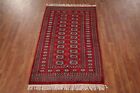 Vintage Geometric Red Wool Handmade Bokhara Oriiental Accent Rug Carpet 3 x5 