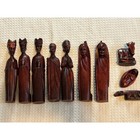 Hand Carved Wood African Nativity Set 10 Piece Dark Wood Christmas Decor