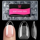 Short Almond Nail Tips - 15 Sizes 240 Pcs Half Matte Full Cover A-short Almond