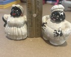 Americana Black Chaulkware Salt Pepper Shakers -vintage