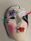 Vintage Mardi Gras Porcelain Ceramic Painted Face Mask Wall Hanging Musical Note