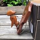 Old Vintage Antique Carved Wooden Oak   Brass Woodpecker Bird Door Knocker