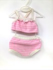 1960s Toddler Bikini Pink White Gingham Size 1 5 To 2t Ruffle Polyester Vintage 