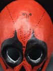 Vintage Handmade Red Mexican Skull Mask Paper Mache Folk Art Wall Decor Hecho