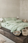 Mint  Green  Linen Bedding Set Queen Comforter Twin Full Queen King Duvet Set
