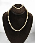 Glass Faux Pearl Necklace   Bracelet Vintage Beaded Sterling Silver Clasp Beads