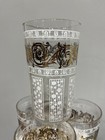 Set Of 4 Vtg Mid-century Hollywood Regency Gold Scroll Polkadot Drinking Glasses