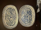 Pair Hand Painted Blue  White Mexican Folk Art Talavera Platters Vintage Pottery