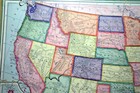 1915 Complete Parker Brothers United States Wooden Puzzle Map - No Box