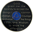 Aa 47 Year Medallion  Black Rainbow  Blue Glitter  Alcoholics Anonymous Coin