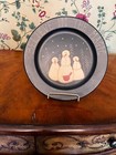 Folk Art Primitive Hand Painted Christmas Snowman Wooden Plate