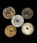 Collection Of 5 Victorian  Architectural Metal  Buttons  15 16   -1 