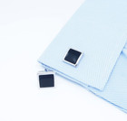 Silver Black Tone Square Men s Cufflinks In A Gift Box Classic Tuxedo Cuff Link