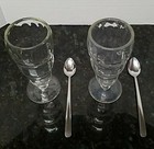 2 Vintage Soda Fountain Milk Shake Glasses  Ribbed  1950 s 7  Tall