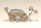 Vintage Poodle Dog Nodder Blue Velvet And Metal Pin Cushion Florenza