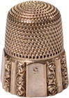 Antique Simons 14k Gold Thimble Size 9   Wooden Treen Sewing Travel Kit