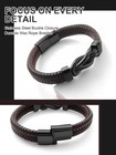 Mens Braided Leather Bracelet  Black brown Wax Rope Braided Leather Infinity    