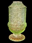 Fine Cut And Block Wilkerson Uranium Glass Fairy Lamp Mint 