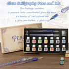 Calligraphy Pens  Dip Pen Set With 14 Color Inks  Glass Writing Instrument For B