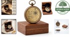 Vintage Engraved Pocket Compass With Hardwood Box For Adventurers And Travelers