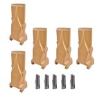5 Piece V33syl V33 33syl V Style Bucket Digging Teeth W  V33pn Flex Pins Yellow